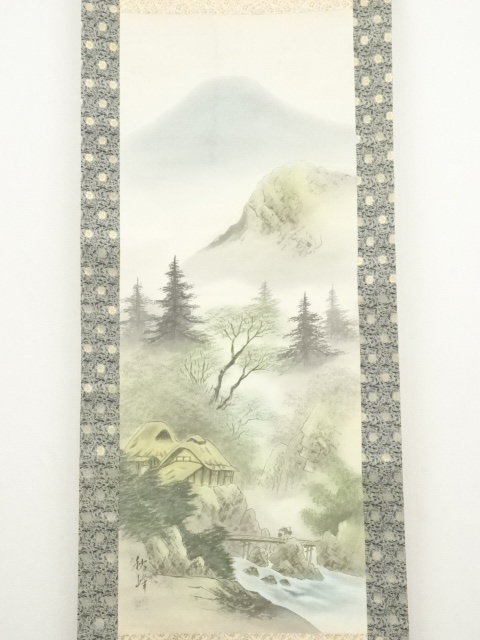 道具 ] - 道具 秋峰筆 彩色山水 肉筆絹本掛軸 | ネットショップ圭